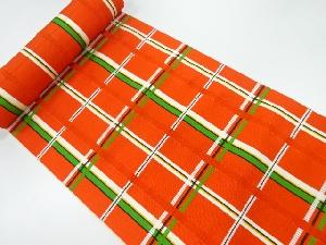 アンティーク　格子模様織出し八寸帯地反物